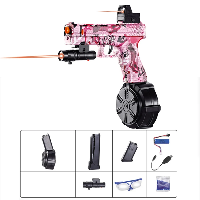 男の子、おもちゃ銃用の電気高速ビーズとボールガン、7.4vバッテリー、バーストゲームモデル、カモフラージュカラー、パターンとacce、売れ筋