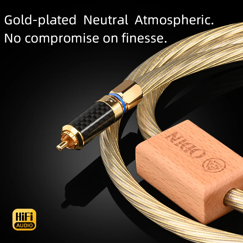 Gold Odin RCA Coaxial Cable High Purity 8N OCC Pure Copper Gold Plated 75Ω Coaxial SPDIF RCA Audio Cable for Subwoofer Amplifier