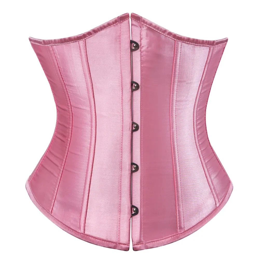 Sexy Corset Underbust Top Plus Size Satin Waist Cincher Bustier Gothic Women Lingerie Corselet Workout Korsett Blalck Red White