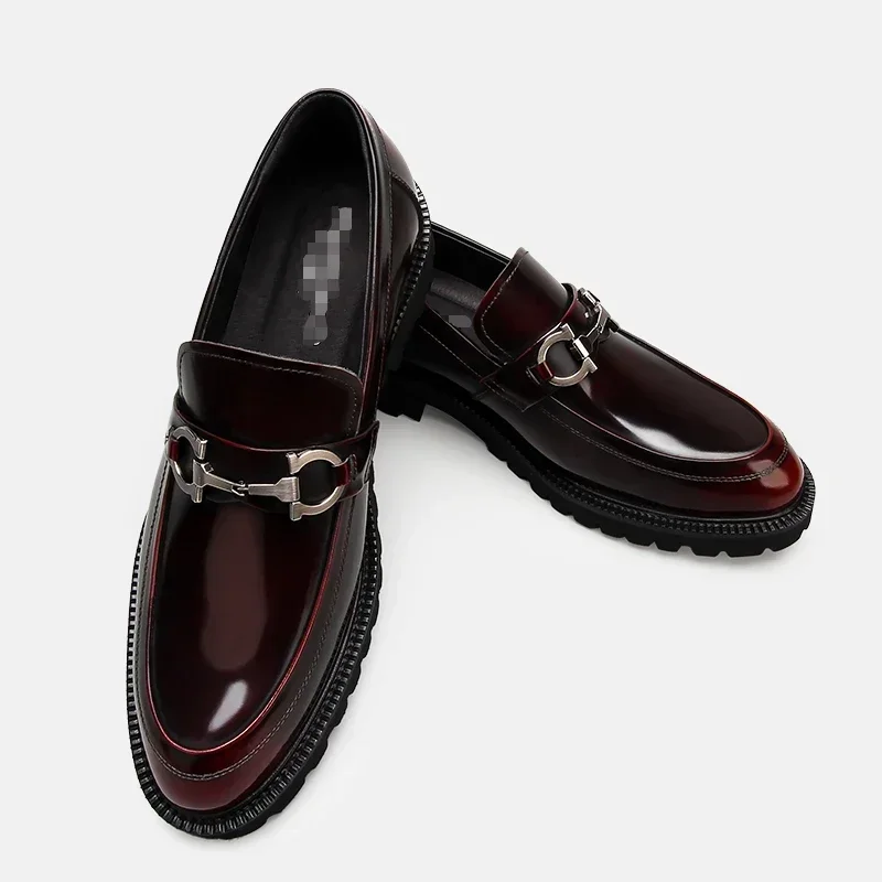 

Men's Leather Loafers Comfortable Leather Men's Business Casual Leather Shoes Thick Soles Wedding Fashion Shoes British Style