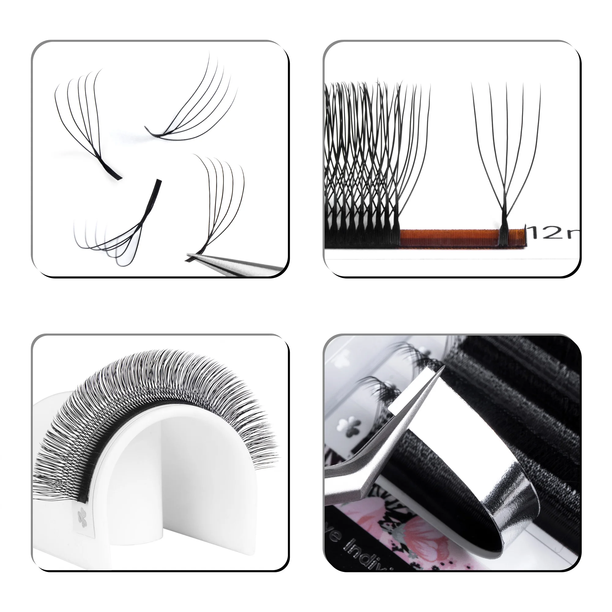 Befer Lashes Rzęsy U-Shaped Volume 3D/4D/5DW Przedłużanie Rzęs Wysokiej Jakości Miękkie Naturalne Wygląd 8-15mm Hurtowy Dostawca Sztucznych Rzęs