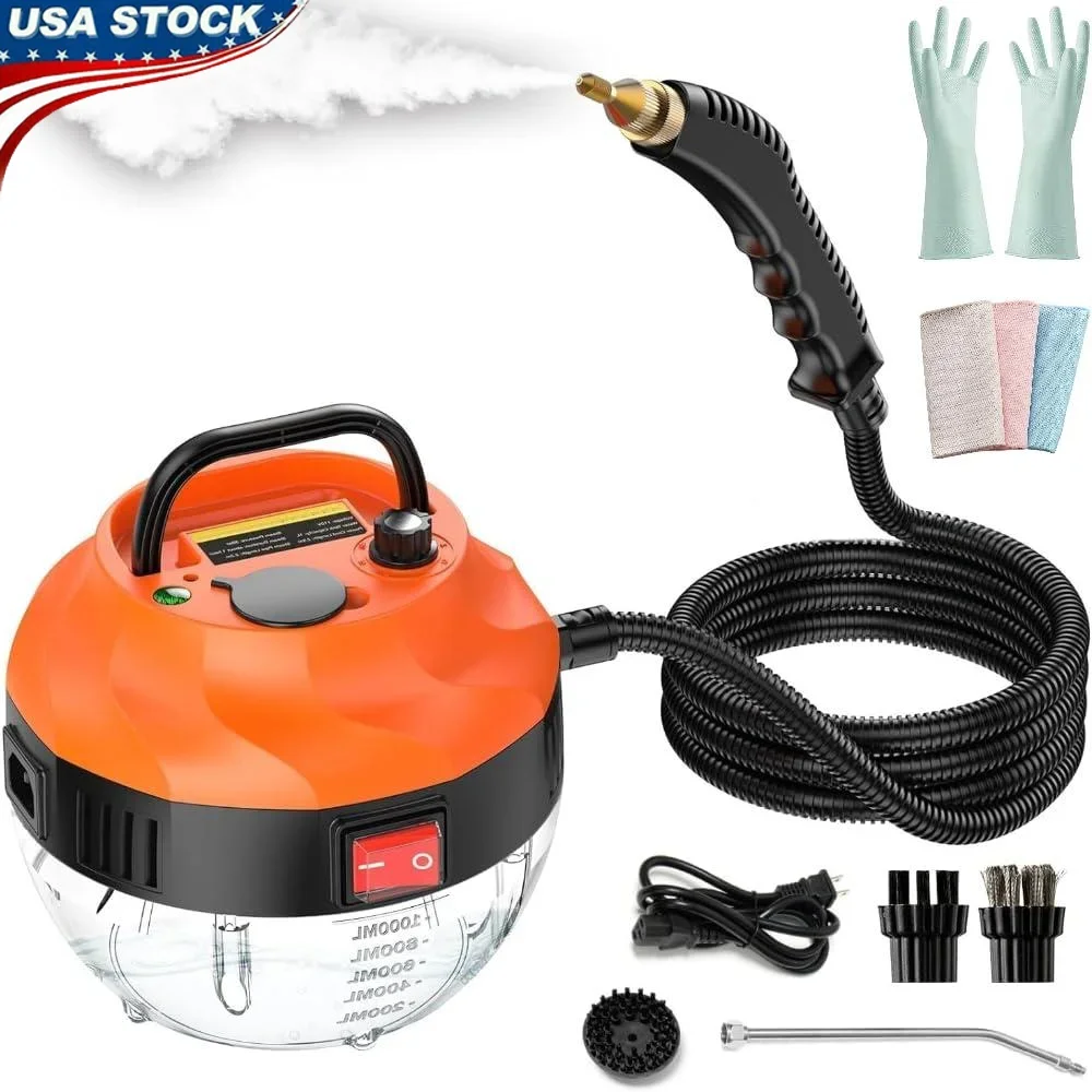 

Handheld Steam Cleaner 2500W High Pressure Portable Electric Steamer Home Car Kitchen Cleaner with 3 Brush Heads 1L Tank