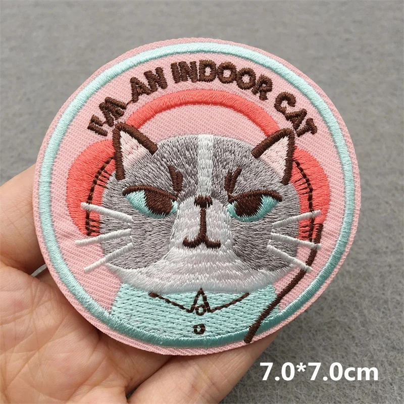 Kat Gezicht Geborduurde Patch Cartoon Dier Patch Ijzer Op Patches Voor Kleding Thermoadhesive Patches Op Kleding Naaien Stickers