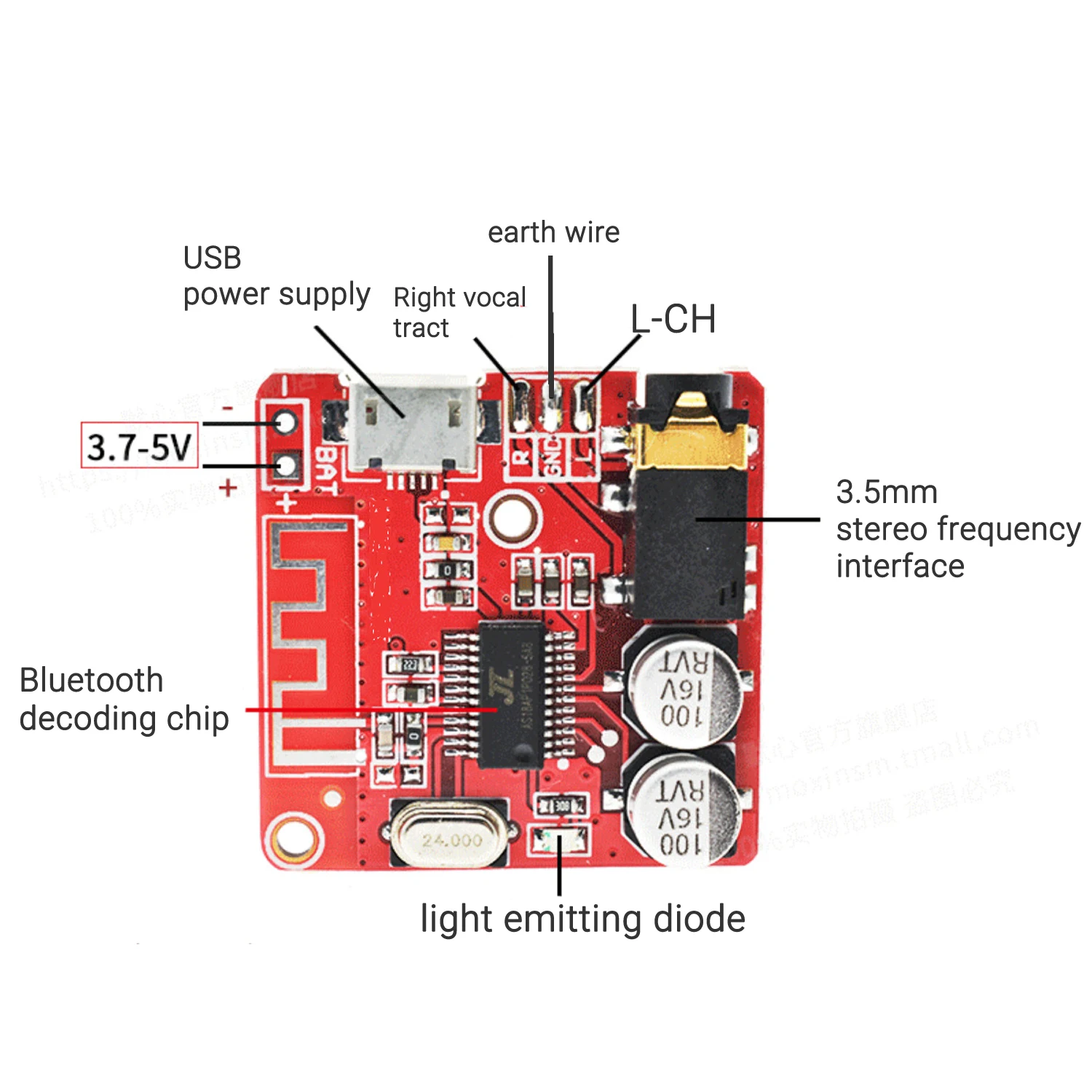 بلوتوث 5.0 استقبال الصوت مجلس MP3 ضياع ستيريو وحدة الموسيقى 3.7-5 فولت سماعة لاسلكية تعمل بالبلوتوث استقبال الصوت XY-BT-Mini #5