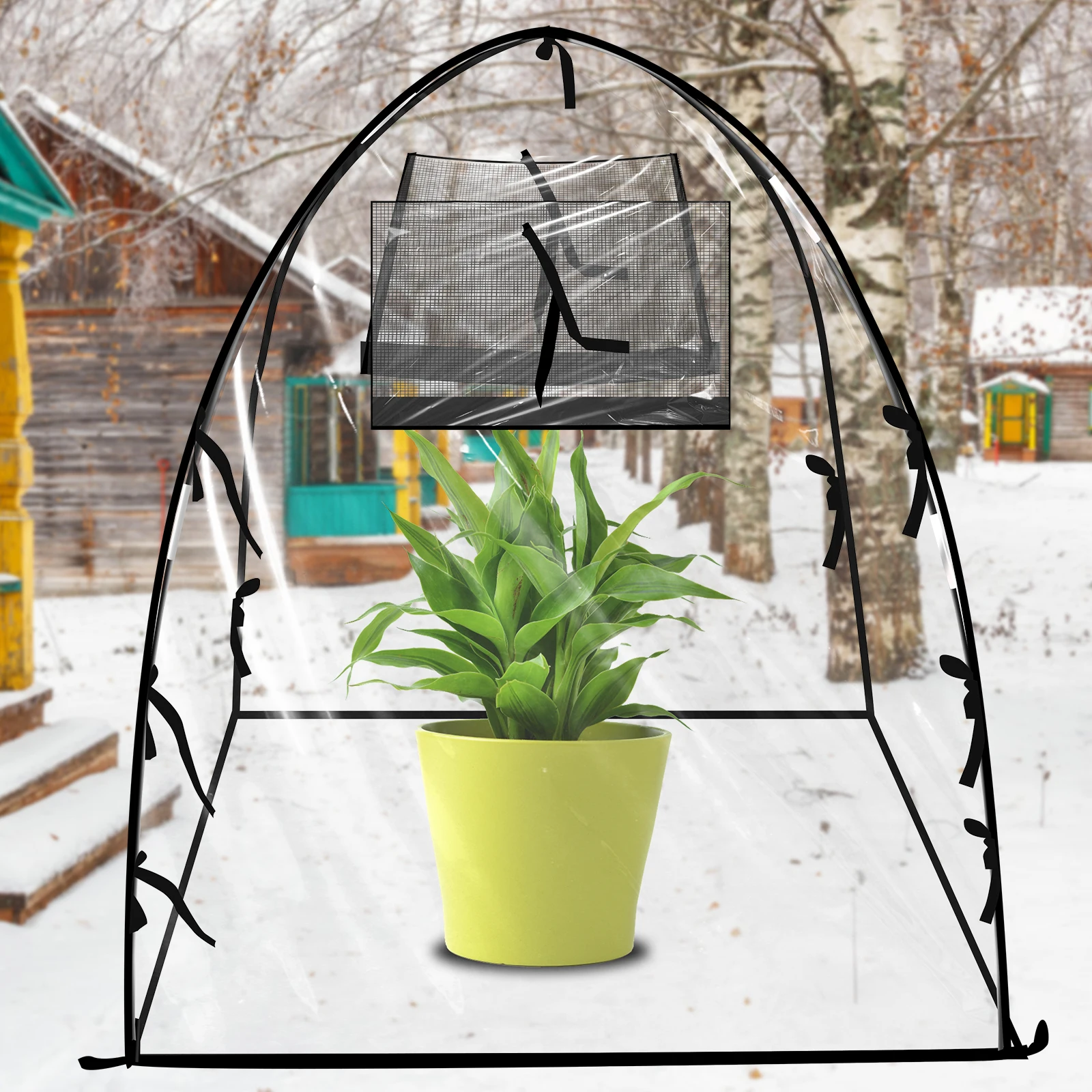 Mini Greenhouse PVC Pop Up Plant Greenhouse Tent Waterproof Windproof Greenhouse Cover Foldable Gardening Plant Cover Reusable