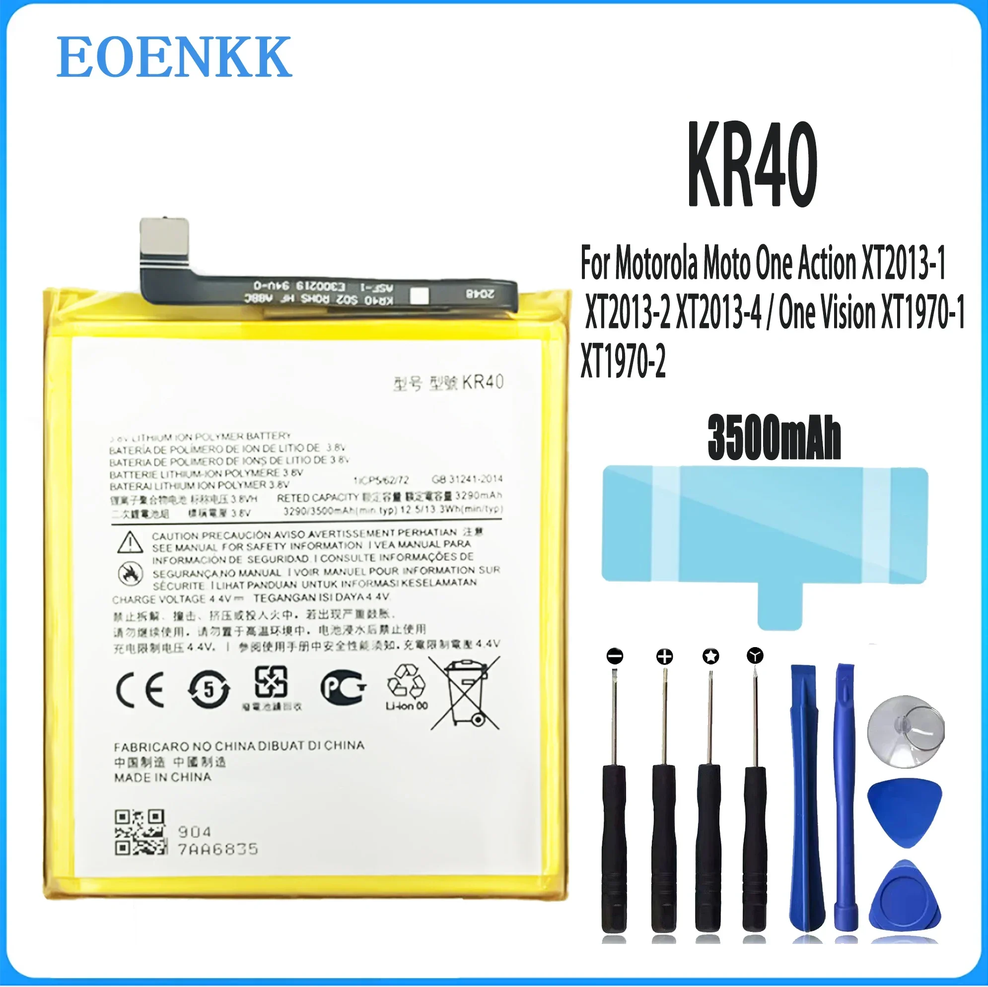 KR40 Mobile Phone Replacement Battery For Motorola Moto One Action XT2013-1 / One Vision XT1970-1 Repair Part Original Capacity