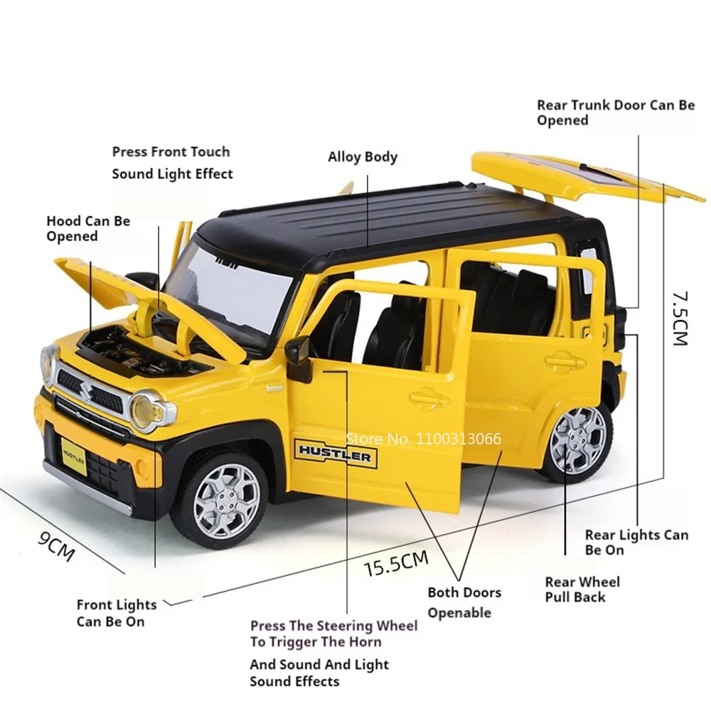 Samochody metalowe w skali 1/22 Hustler, odlewane ciśnieniowo, zabawki z napędem pull-back, gumowe opony, auta dla chłopców, prezenty na festiwale.