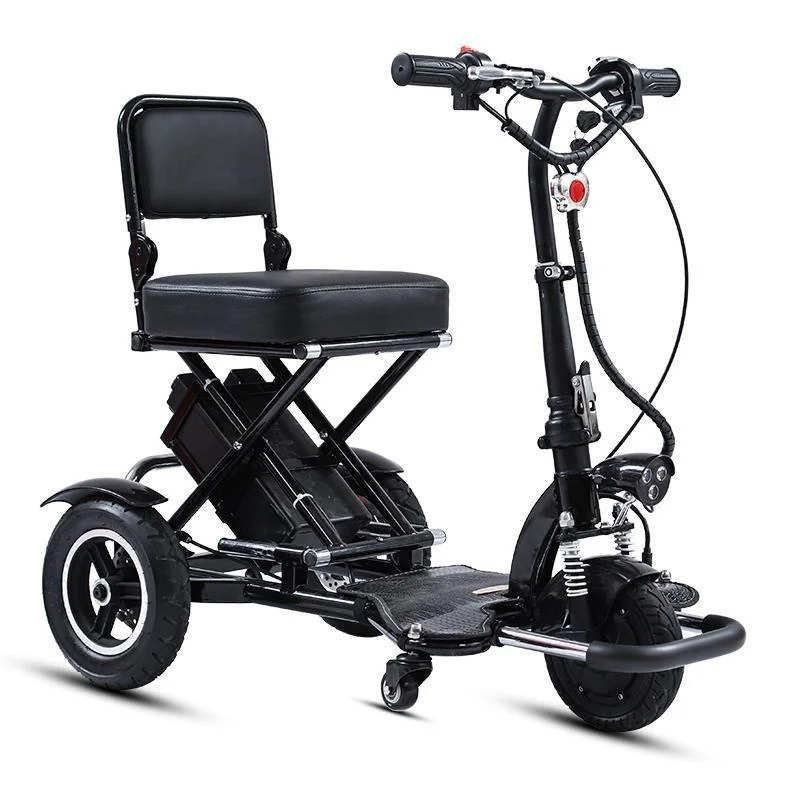 10 Inch Folding Electric Tricycle For Adult 3 Wheels Removable Battery 350w 48v Electric Scooter Foldable Portable For Seniors