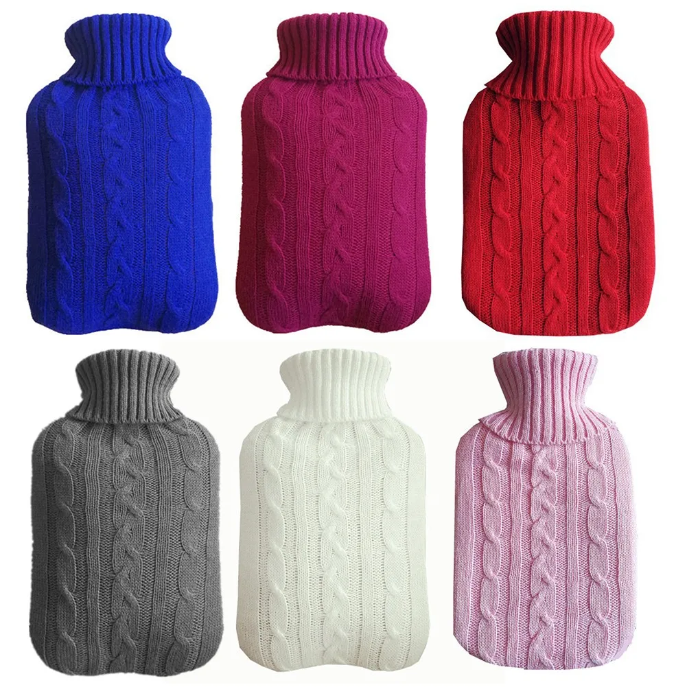 2000ml Explosion-Proof Hot Water Bottle Protective Warm Large Cover Winter Heat Preservation Soft Safe Removable Knitted Cover