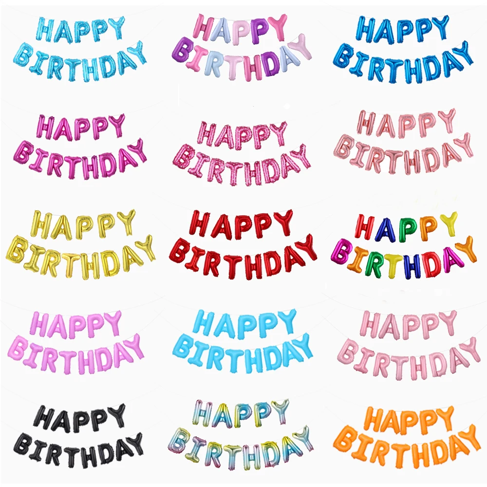 13 stücke Weiß Alles Gute Zum Geburtstag Ballon Folie Brief Ballons Baby Dusche Kinder Geburtstag Party Dekoration Erwachsene Ballon Banner globos – Detail 2