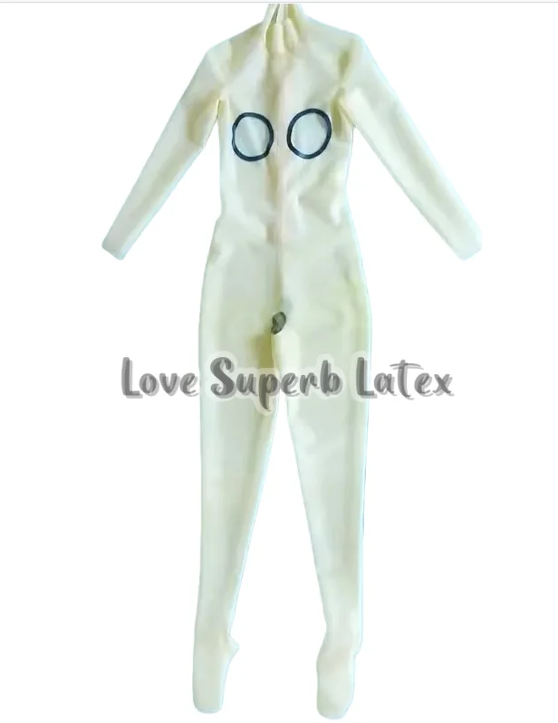 ชุดแคทสูทลาเท็กซ์เซ็กซี่แบบโปร่งใส ชุดจั๊มสูทรัดรูปยาง ชุดแคทสูทลาเท็กซ์รัดรูปเปิดหน้าอกและคร ฮาโลวีน