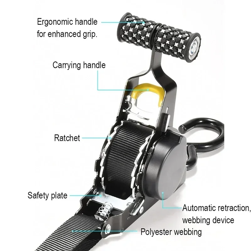 Retractable Auto Ratchet Strap Automatic Shrink Bundle Tape Retractable Belts For Motorcycles Convenience Luggage Straps