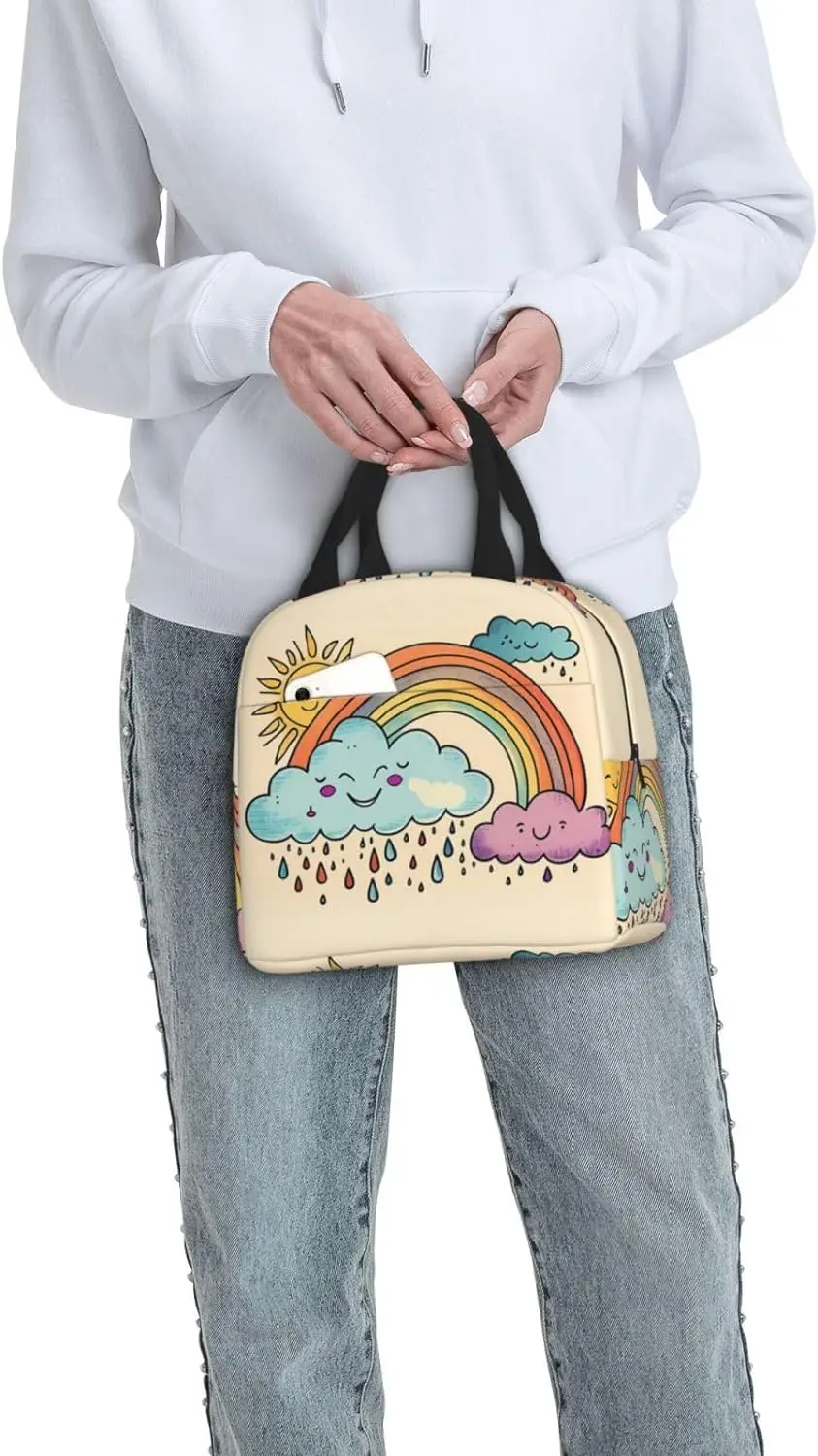 Fantastic Sky Raining Day Insulated Lunch Bag Thermal Freezable lunch Tote Waterproof Bento Lu nch Box Women Men Lun ch Tote