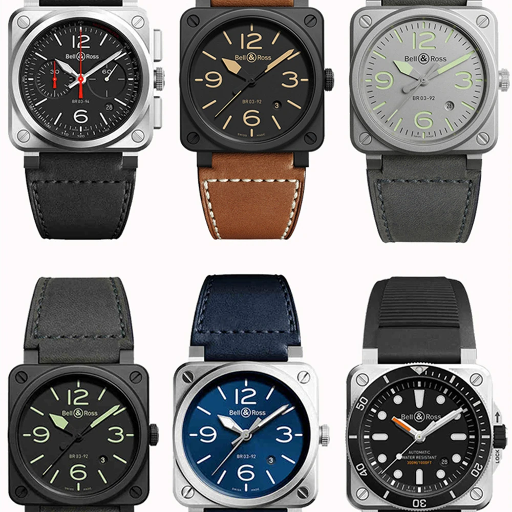 Watch Strap Genuine Leather for BELL&ROSS BR01 BR03 Silicone Watchband BELL ROSS BR01BR03 24MM Band