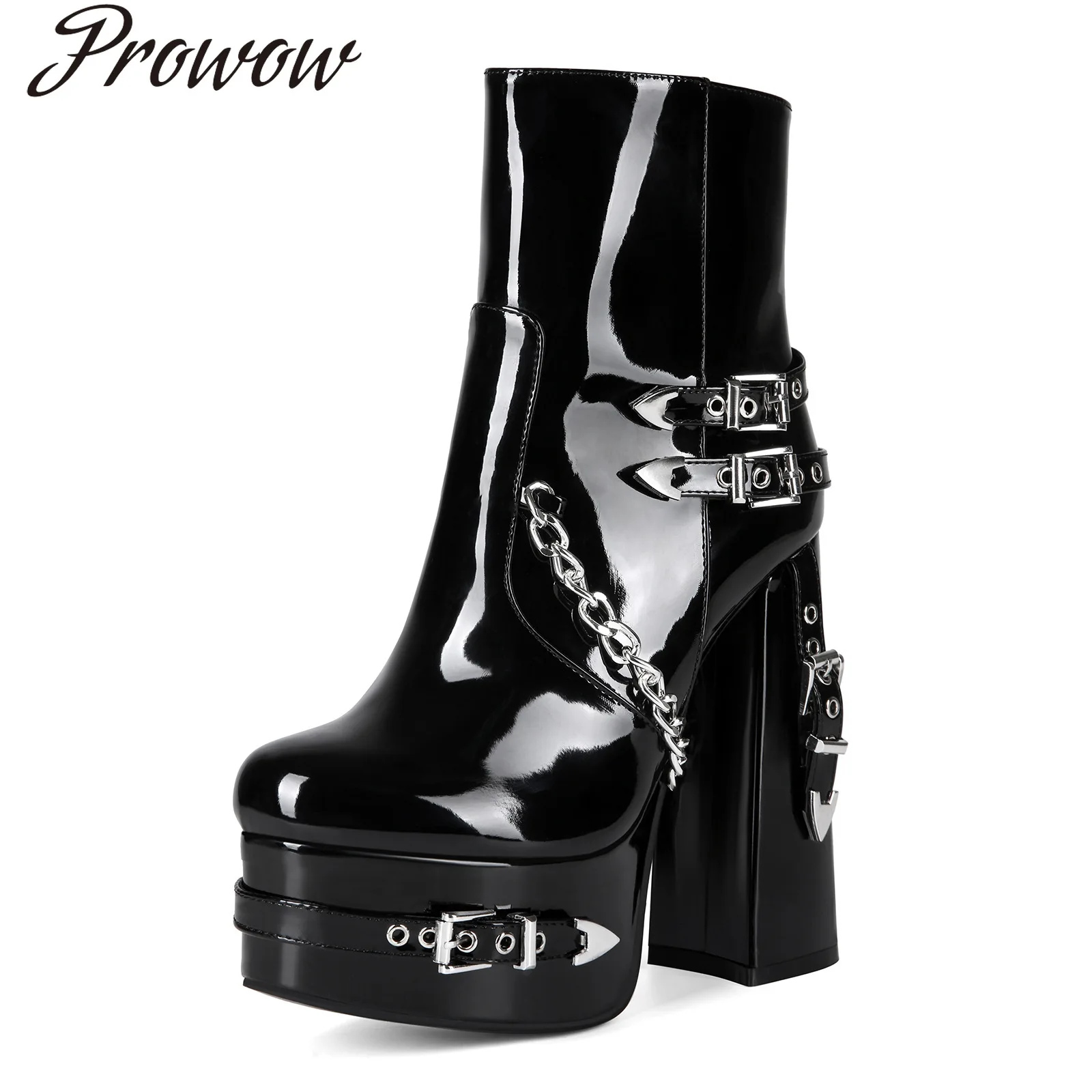 

Черные ботильоны больших размеров на толстом каблуке с заклепками, женская обувь Zapatos Mujer