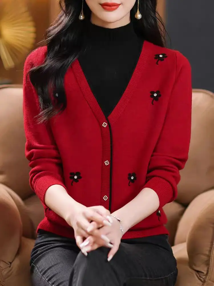 Y2K フェイクツースウェット レディース ウェスタンスタイル セミハイネック ウールニット ベースレイヤー 秋冬