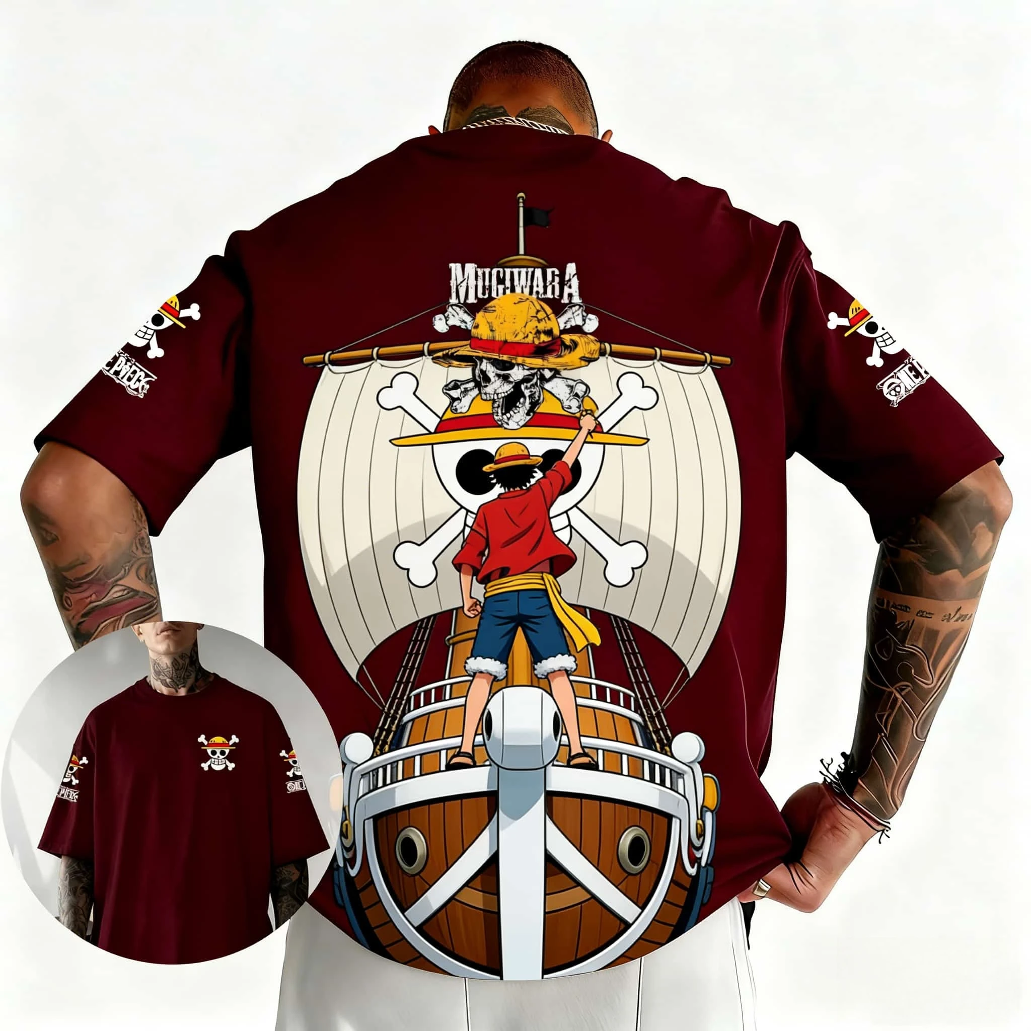 2026 Sommer One Piece Luffy Retro Cosplay T-Shirt Herren Oversize 3D-Druck Kurzarm Familien-Unisex Kinder-Sportshirt