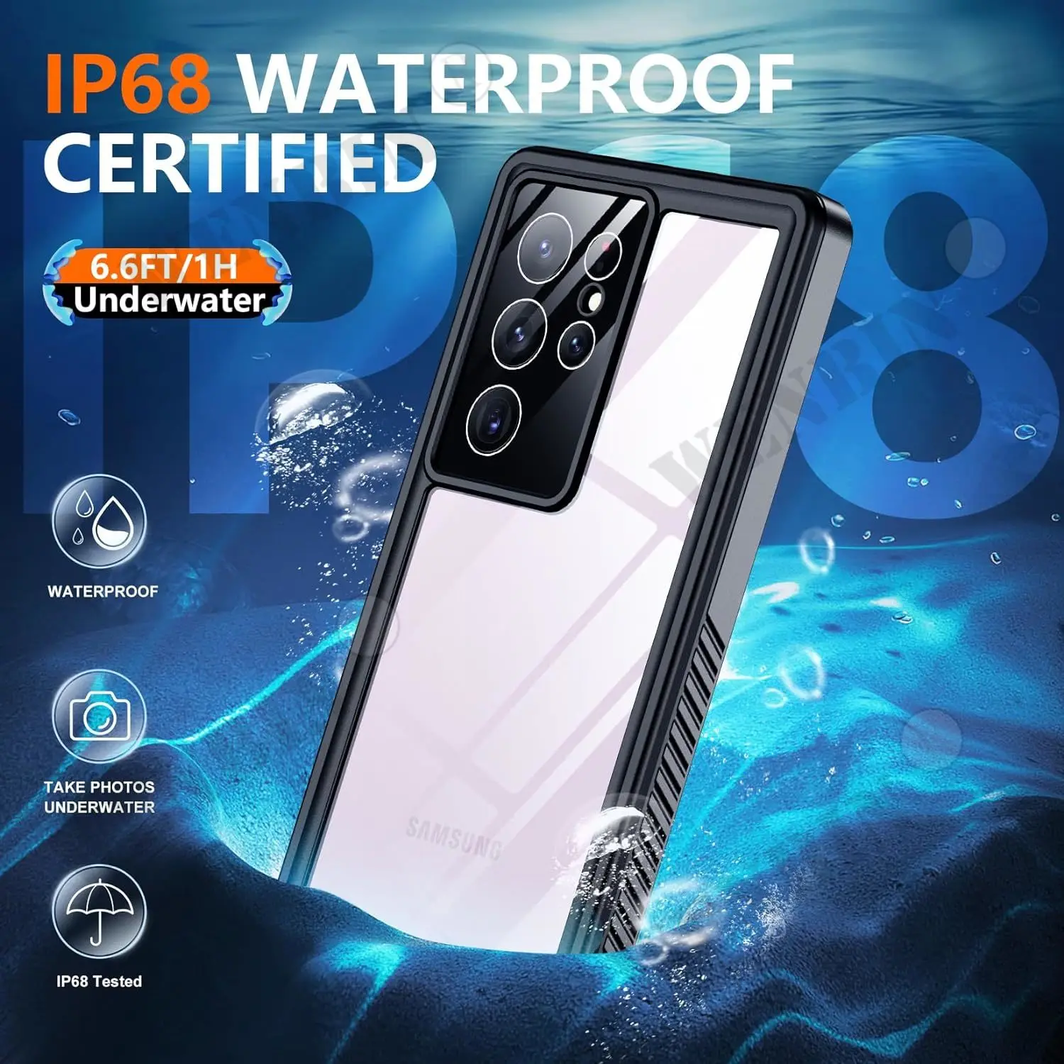 IP68 Waterproof For Samsung S24 S23 S22 Ultra Plus A55 A35 A34 A15 Case RedPepper Cover Diving Underwater Swim Outdoor Sports