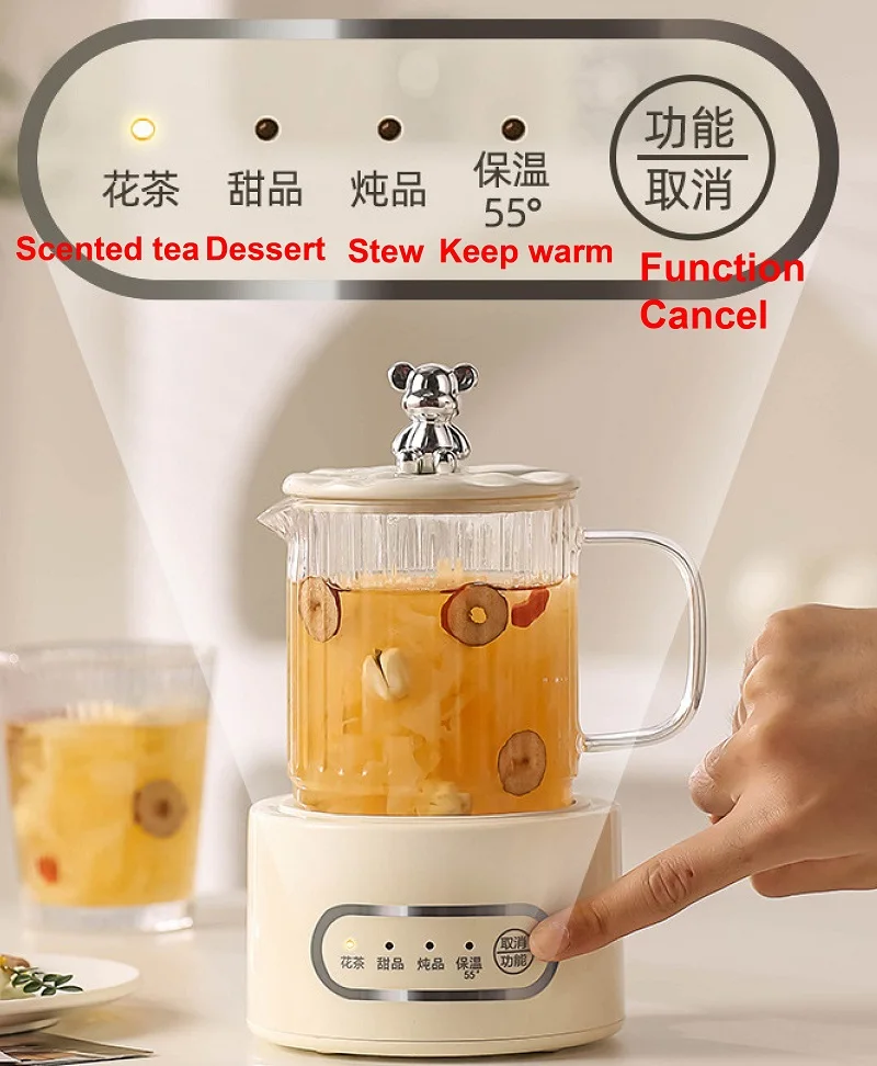 600ml Electric Kettle Slow Cooker Mini Stew Cup Health Pot Desktop Heating Cup Boiling Water Tea Pot Cook Cup 220V