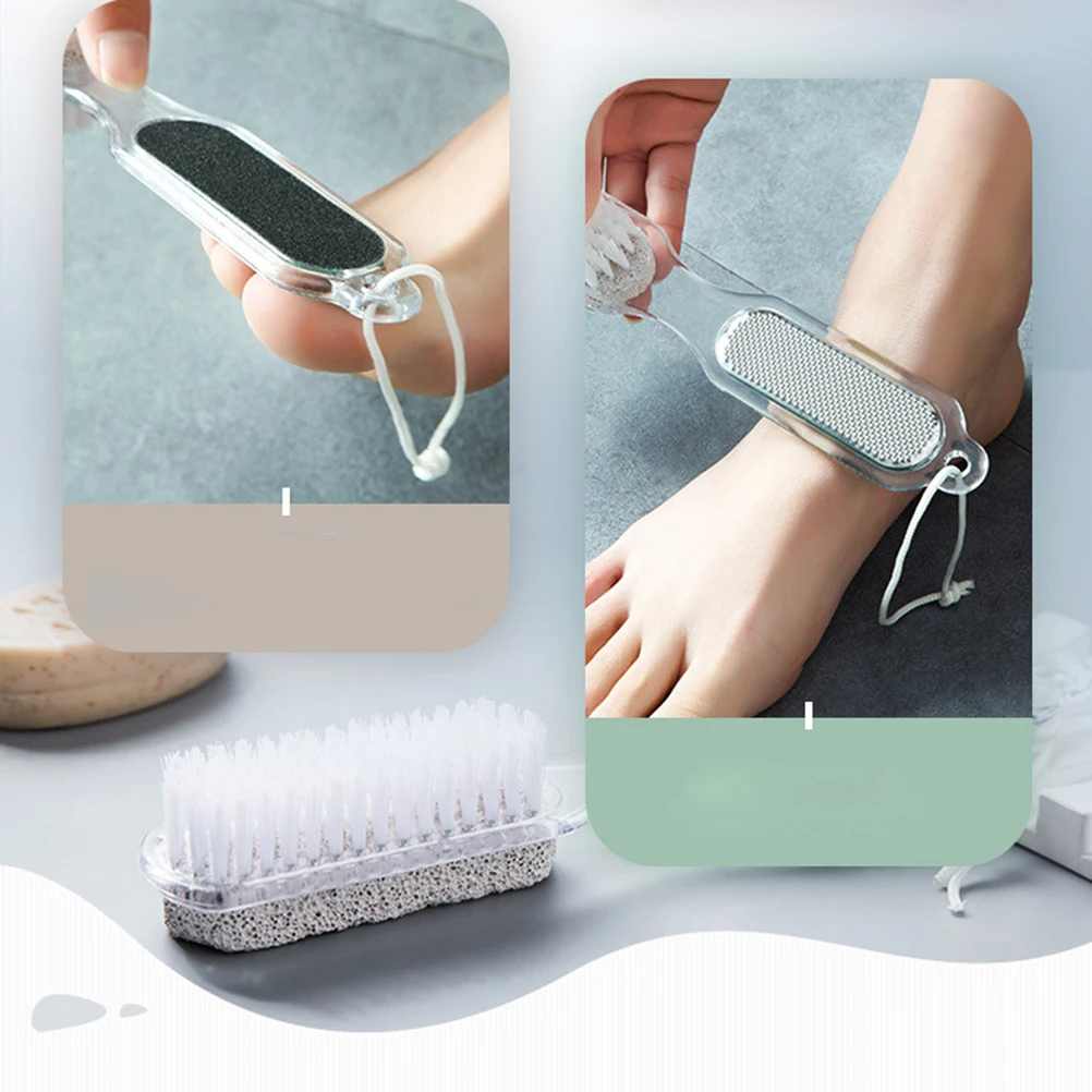 

3Pcs Callus File 4 in 1 Pedicure Rasp Double Sided Foot File Pumice Stone Nail Brush Dead Skin Remover Smooth Skin Care