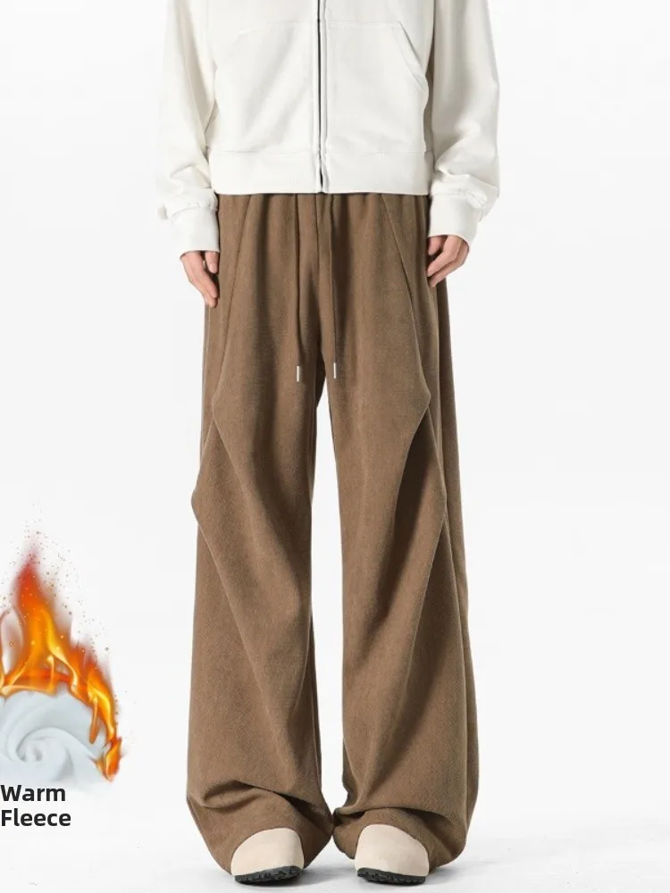 

Мужские утепленные вельветовые брюки с флисовой подкладкой, прямые, расклешенные, в американском ретро-стиле, молодежные, повседневные