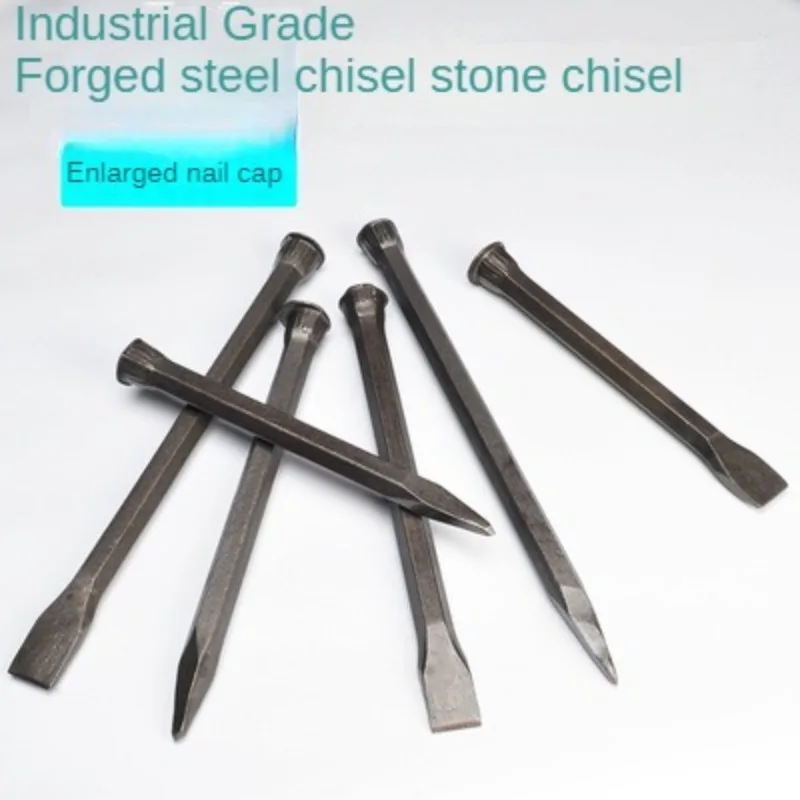 1PC Pointed/Flat Mouth Chisel Handmade Alloy Tungsten Steel Chise Stone Splitting Chisel for Carving Stone Masonry Tools