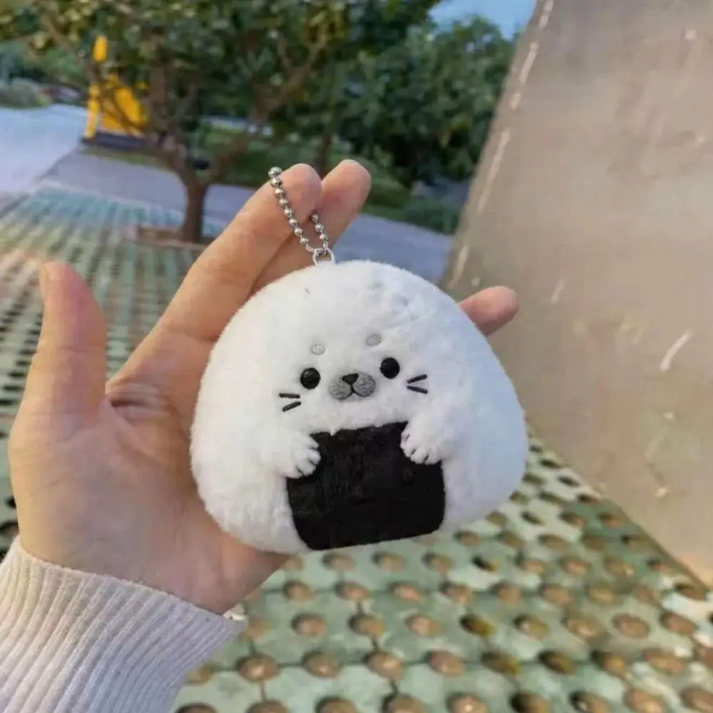Soft Seal Keychain PP Cotton Filling Removable Buckle Animal Pendant Cartoon Style Rice Seal Roll Keychain