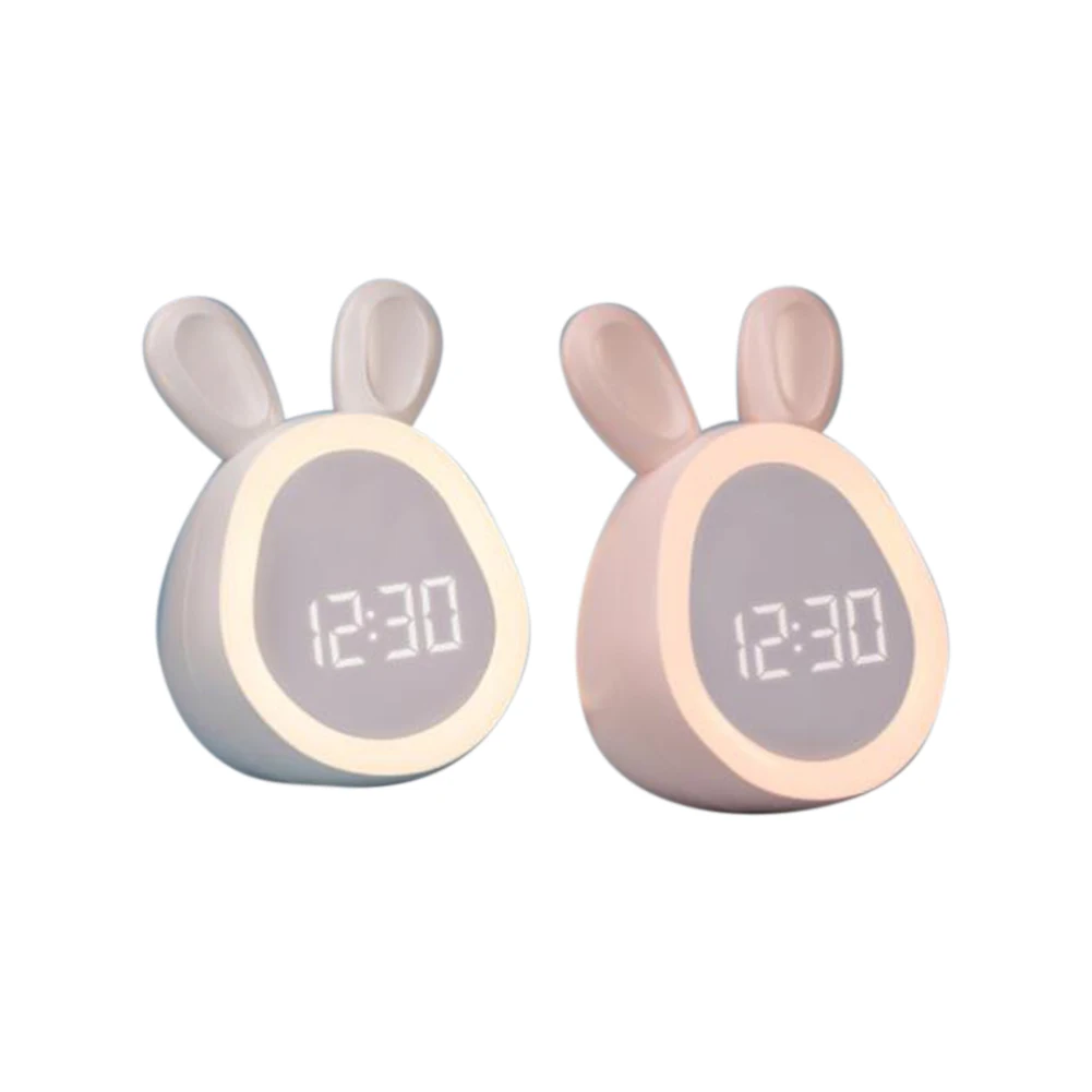 Reloj despertador Digital Led con luz nocturna para niños y niñas, bonito Conejo, atenuación continua