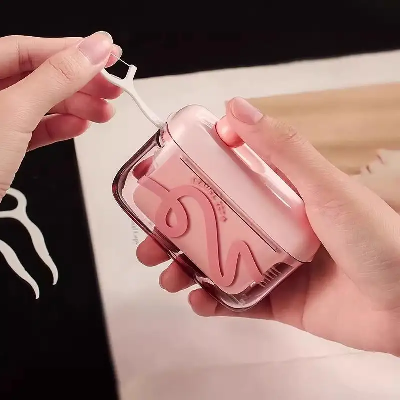 New Dental Type Floss Storage Box Bounce Out Design Dental Floss Dispenser Refillable Teeth Cleaning ToothPick With Teeth Sticks