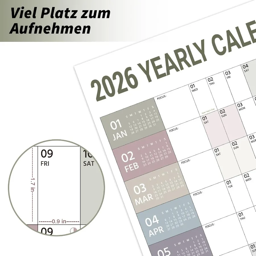 2026 Yearly Wall Calendar 2026 Wall Calendar Jan. 2026 Dec. 2026 Yearly Wall Calendars 2026 with Julian Dates Thick Paper Round