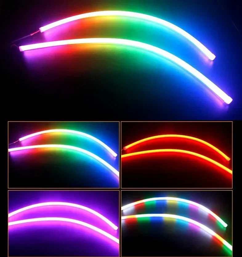 RGB Color-Chasing Revolving Dynamic Angel Eyes Turn Signals Light Bluetooth Wireless Control LED Sequential Flowing Strip Light