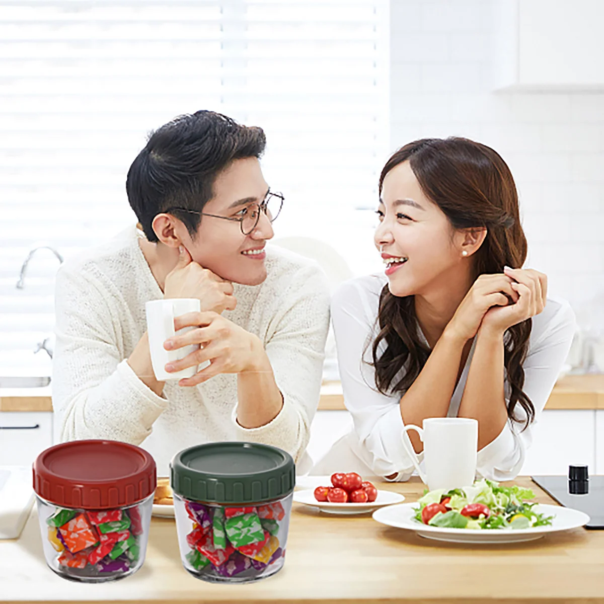 

1Set Glass Storage Can Sealed Jar Multipurpose Transparent Food Container for Home Tea Candy Grain Storage Sealed Jar