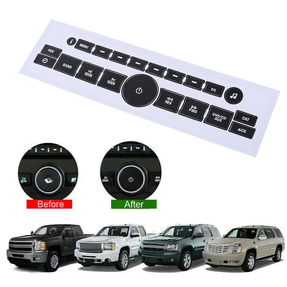 1 Set Self-adhesive Black Vinyl Radio A/C Climate Control Button Repair Decals Stickers Car Interior Parts Car Accessories