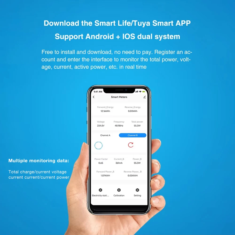 Smart WiFi Power Meter Switch AC 100-240V Energy Monitor Single Channel Voltage Current Electricity Meter work with Tuya Smart L