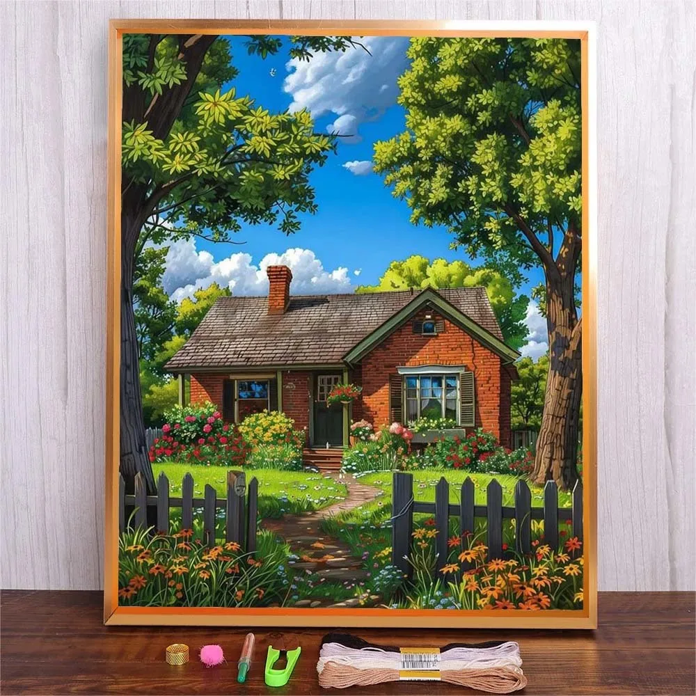 

Full Printed Canvas Cross Stitch Set Hand Sewn Embroidery Kit With Needle Suitable For Adult Wall Decoration For Living Room
