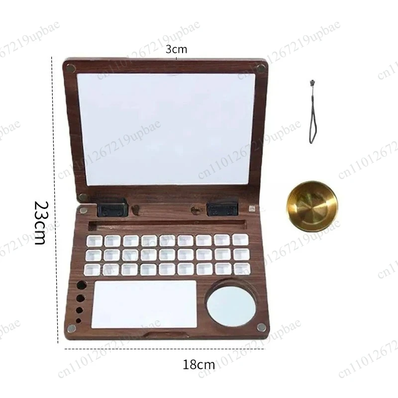 Portable Wooden Watercolor Paint Box, Multifunctional Travel Gouache Oil Painting Palette Art Supplies for Student Sketching