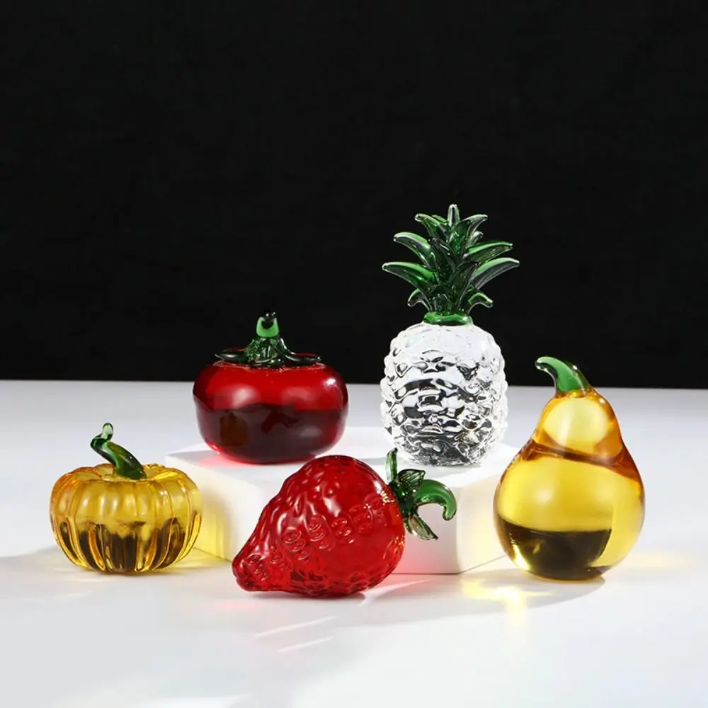 Simulation Fruits Crystal Fruit Ornaments Artificial Mini Strawberry Pineapple Fruit Statue Handicrafts Lifelike