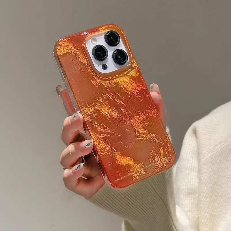 Чехол для телефона INS с оранжевым градиентом и вихревым узором для iPhone 17 16 Pro Max 11 12 13 14 15 Pro 7 8 Plus XS X XR 16e, противоударный чехол