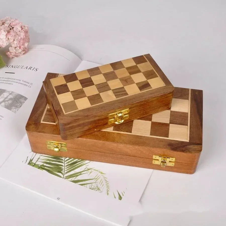 Wooden Magnetic Chess Set Portable Student Competition Board Game Nordic Office Desk Decor Upscale Ornament Gift For Children