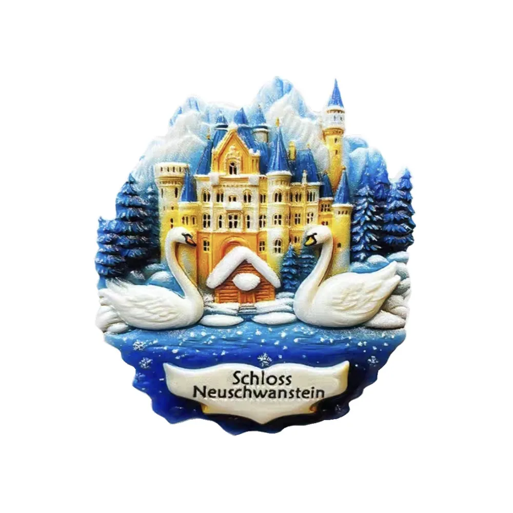 Europa Deutschland Schloss Neuschwanstein Harz 3D Kühlschrankmagnete Tourismus Souvenir Kühlschrank Aufkleber Handwerk Geschenk Dekoration