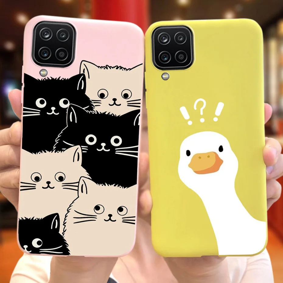 For Samsung Galaxy A12 M12 Phone Case Cute Cartoon Candy Color Back Cover For Samsung A12 M12 A125F A127F Soft Silicon TPU Cases