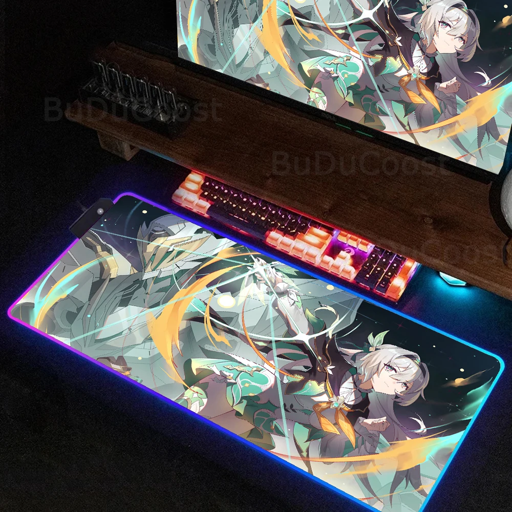 Table mat Honkai Star Rail Firefly Mouse Pad HD printing XXL mouse pad RGB backlight computer Large gaming accessories mouse pad