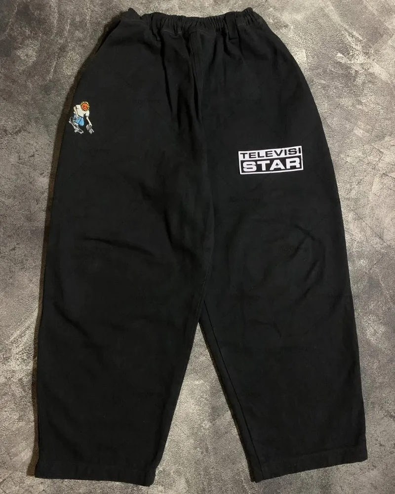 

Новинка 2024 года, спортивные брюки High Street, уличные ретро-модные прямые широкие брюки в стиле Харадзюку, мужские повседневные брюки большого размера в американском стиле