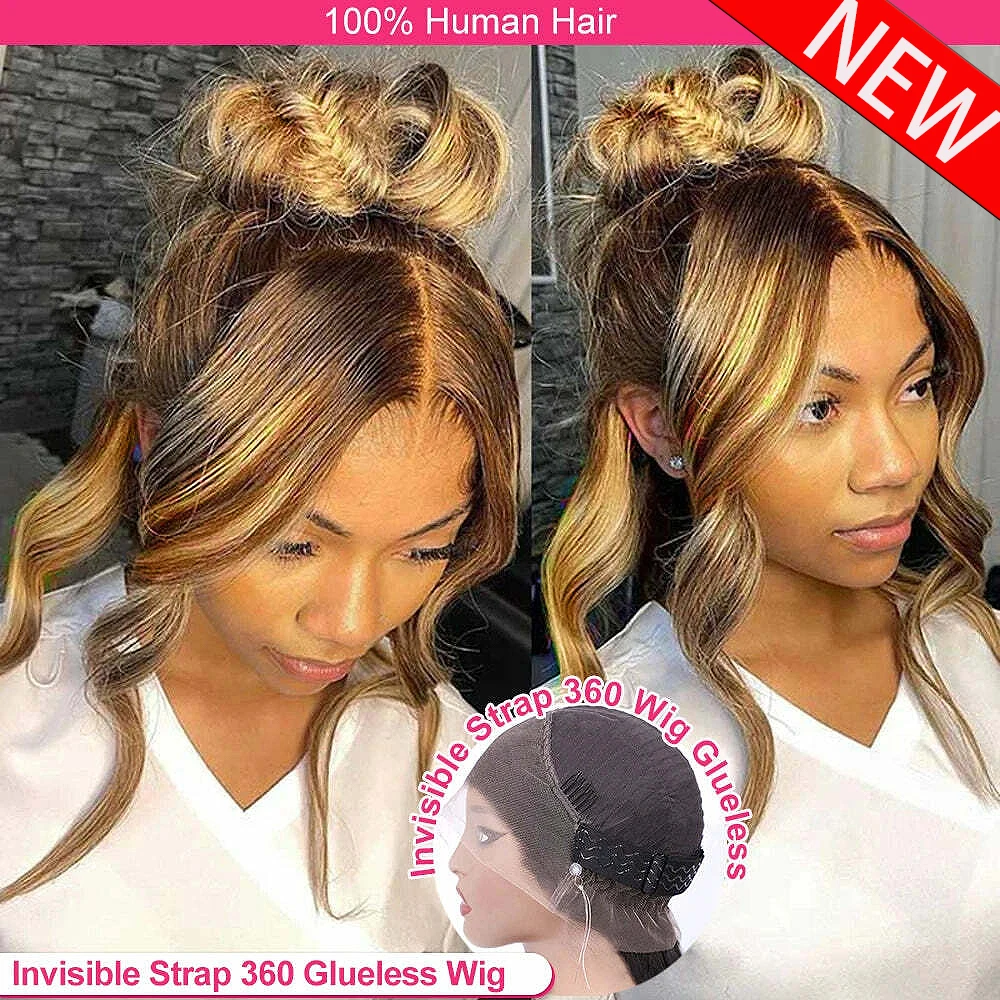 

Невидимые парики с эффектом объема 400 Density, с прозрачной HD-основой 360 HD Transparent Lace Frontal, из натуральных человеческих волос, цвет медово-русый, с эффектом Body Wave