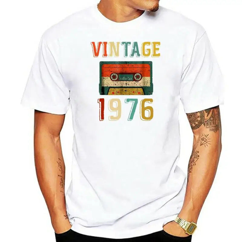 42Nd Birthday Gift Vintage 1976 42 Years Old Mixtape T Shir T Shirt Men Casual Cotton Short Sleeve