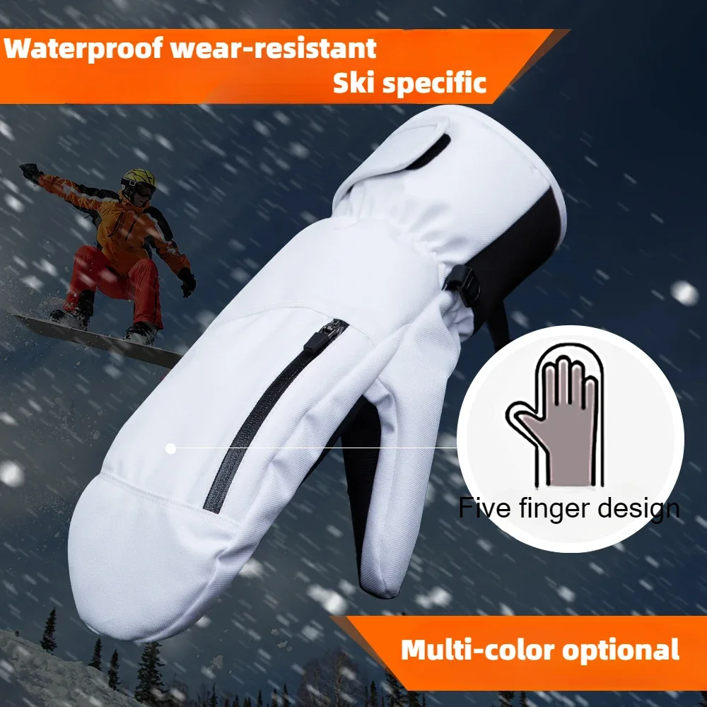 SingleBoard Skiing WomenMen Winter Waterproof Warm Touch Screen Inner Five Fingers Gloves Outdoors Motorcycle Riding Snow Gloves