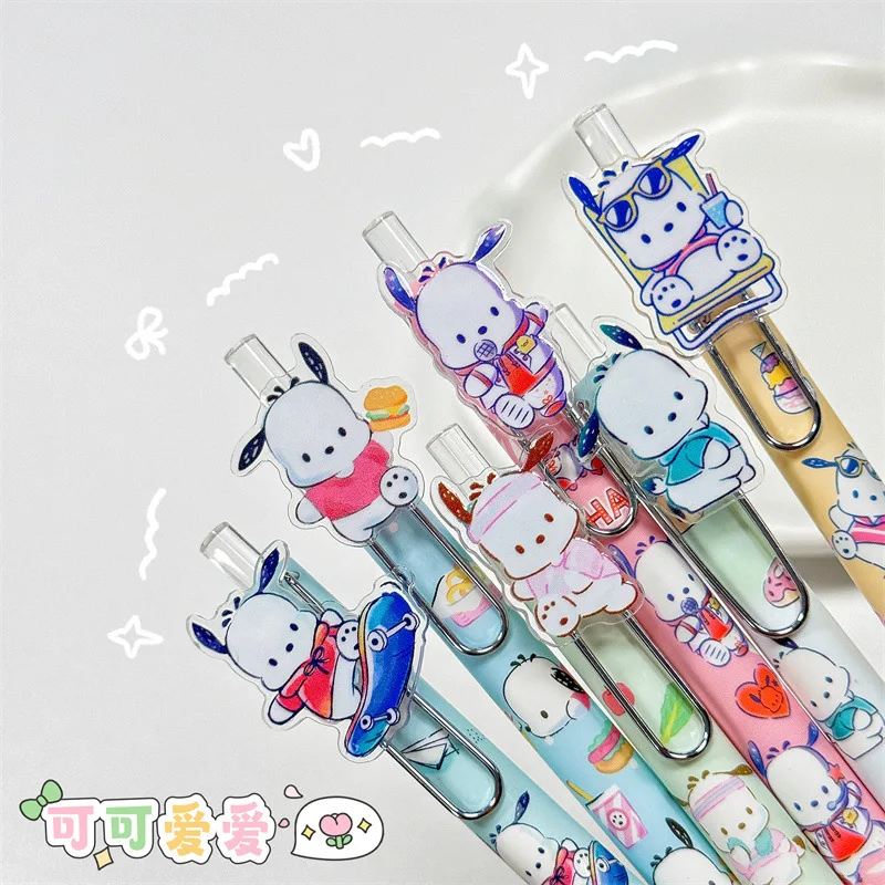 6/36 قطعة سانريو Pochacco قلم محايد اللون الكرتون التصحيح سريعة الجافة 0.5 الأسود الصحافة تسجيل القلم طالب لوازم مكتبية بالجملة #3