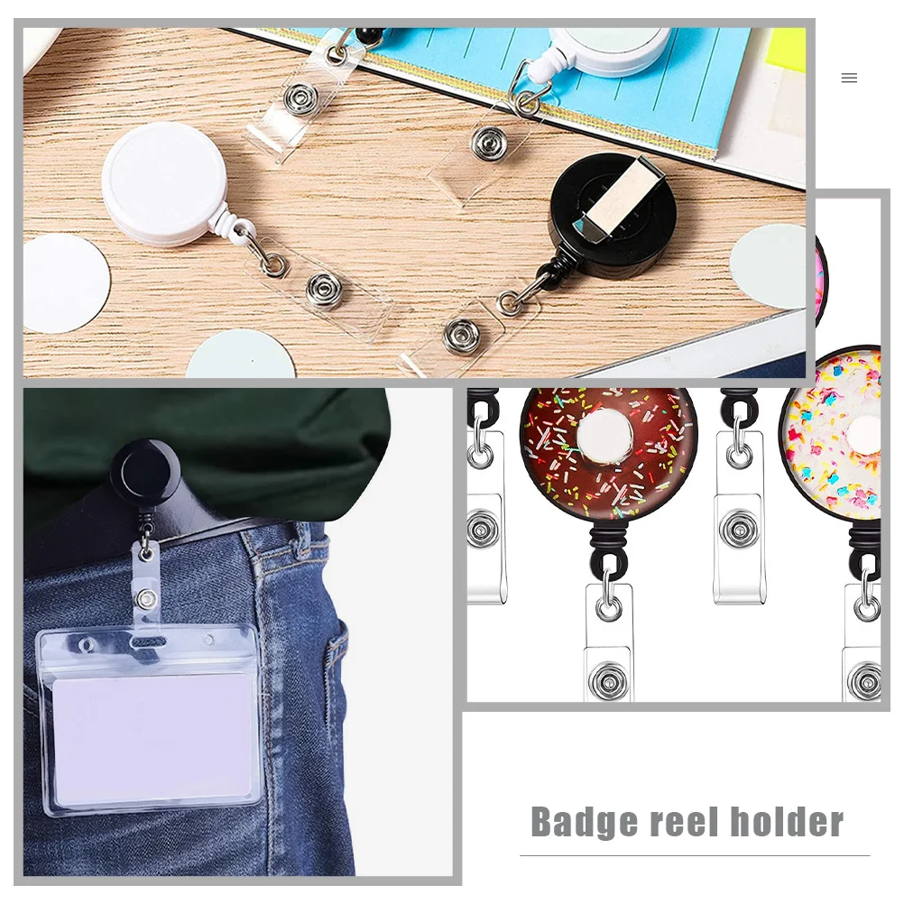 

4pcs Sublimation Badge Holder Retractable Blank Name Card Photo Id Clip For Nurses Teachers Workers Custom Reel