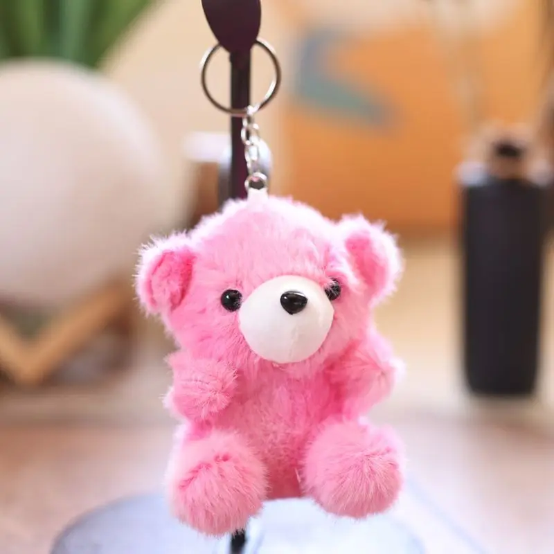 11CM Cute Colorful Teddy Bear Plush Toy Macaron Multi-Color Bag Key Pendant Birthday Gift Keychain Soft Teddy Bear for All Ages