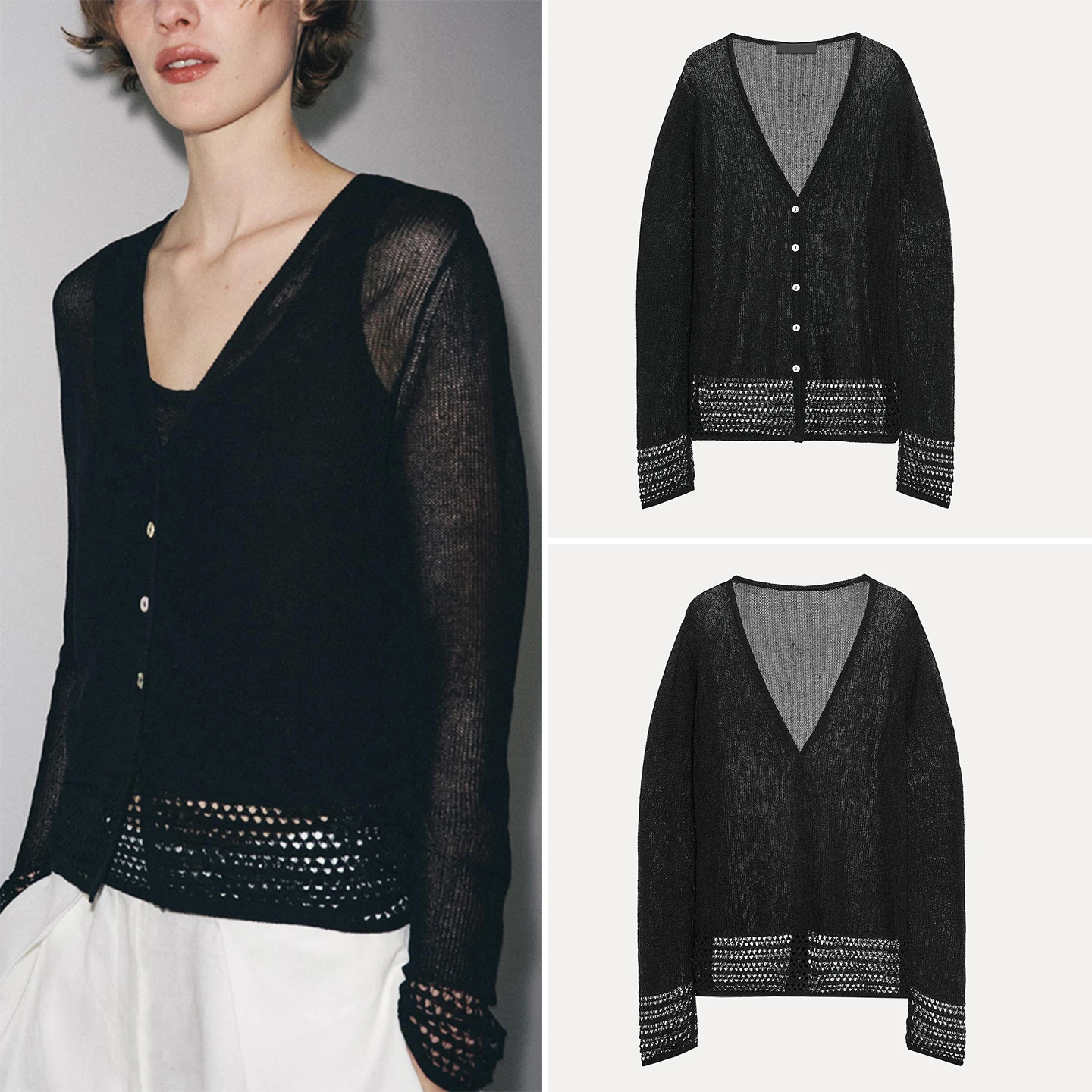 

Z женское вязаное длинное пальто све, модное пальто с люверсами по краю Personali, Новое поступление 202, полиэфирное волокно, V-ne